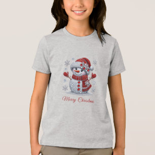 Camiseta Triblenda Muñeco de nieve de piedras preciosas Navideño