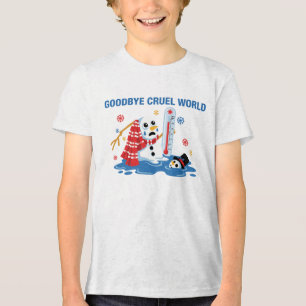 Camiseta Triblenda Muñeco de nieve divertido derritiéndose Adiós mu