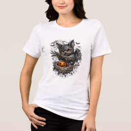 Camiseta Triblenda Murciélago de Halloween llevando ramitas para cons