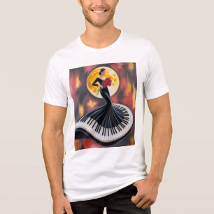 Camiseta Triblenda Música de Piano Elegante Diseño Artístico Femenino