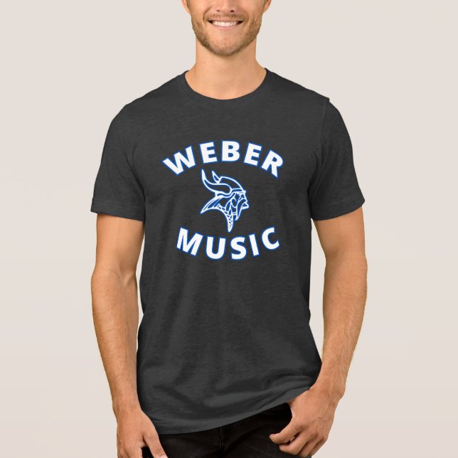 Camiseta Triblenda Música Weber (letras blancas con contorno azul) (Anverso)