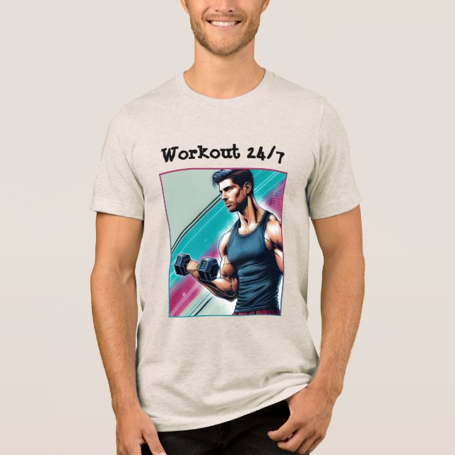 Camiseta Triblenda Muskulöser Mann mit einer Hantel (Anverso)