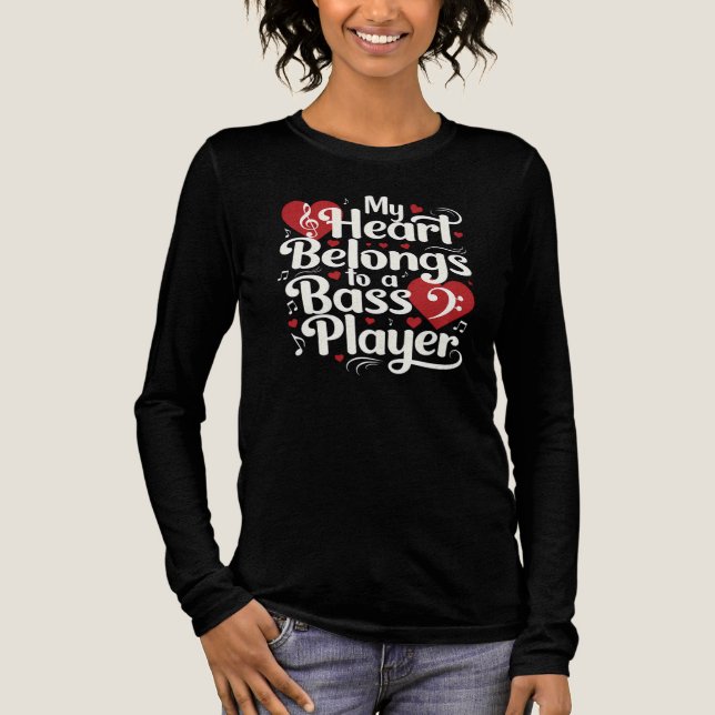 Camiseta Triblenda My Heart Belongs to a Bass Player Funny Musician (Anverso)