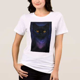 Camiseta Triblenda Mystic Black Cat Starry Night Forest