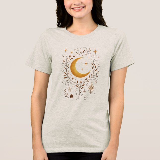 Camiseta Triblenda Mystic Celestial Winter | Fantasy Moon & Golden Fl (Anverso)