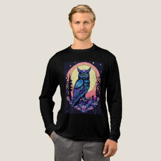 Camiseta Triblenda Mystic Moon Owl TShirt Encantador Estilo Nocturno