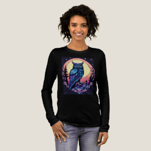 Camiseta Triblenda Mystic Moon Owl TShirt Encantador Estilo Nocturno