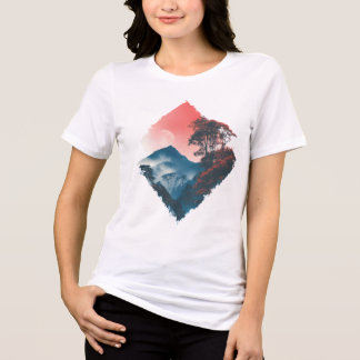 Camiseta Triblenda Mystic Mountain Crimson Moon Zen Art