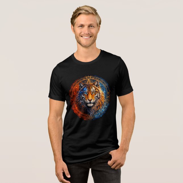 Camiseta Triblenda Mystic Tiger – Fire and Ice Mandala Art (Anverso Completo)