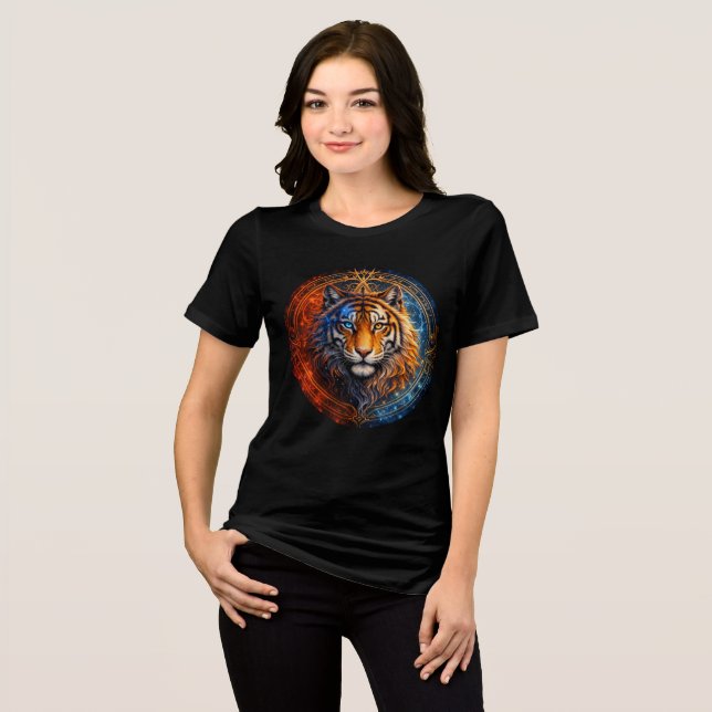Camiseta Triblenda Mystic Tiger – Fire and Ice Mandala Art (Anverso Completo)