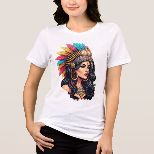 Camiseta Triblenda Mystic Tribal Beauty – Vibrant Headdress Illustrat (Anverso)