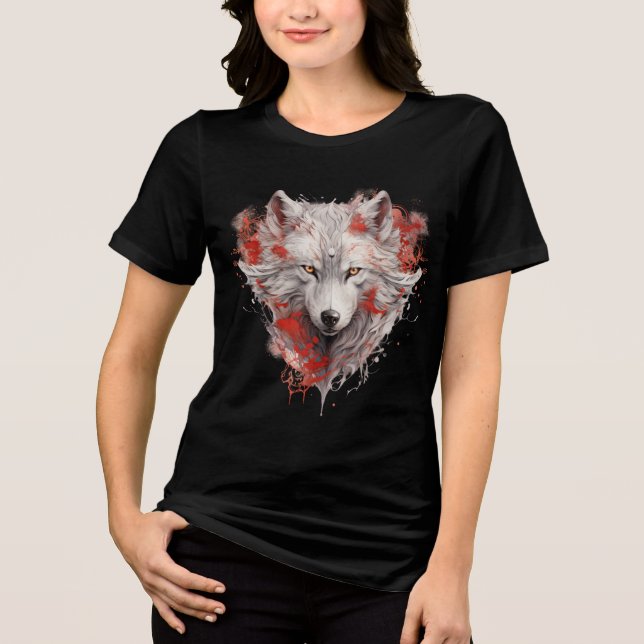 Camiseta Triblenda Mystic White Wolf with Red Ink Accents (Anverso)