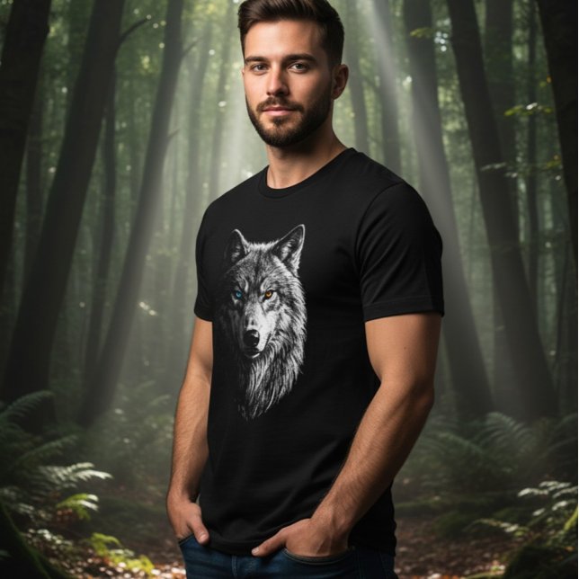 Camiseta Triblenda Mystic Wolf Face Heterochromia Eyes Unisex Tee (Subido por el creador)