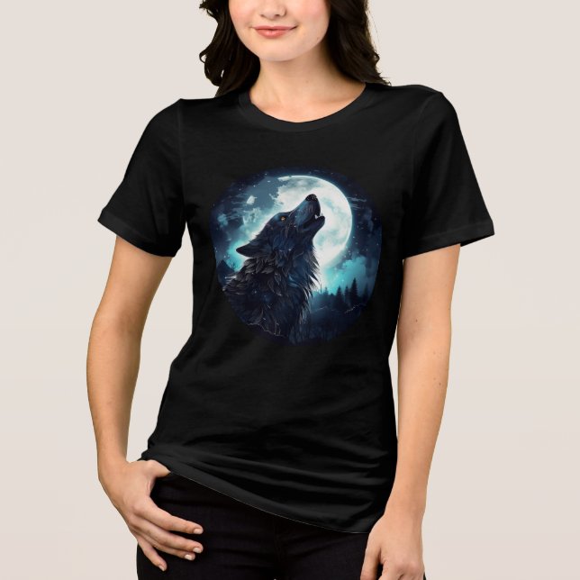 Camiseta Triblenda Mystical Wolf Howling at Full Moon (Anverso)
