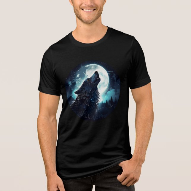 Camiseta Triblenda Mystical Wolf Howling at Full Moon (Anverso)