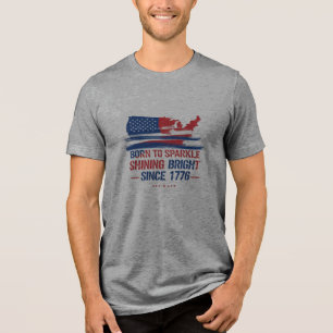 Camiseta Triblenda Nacido en Sparkle 1776 - Tee Premium Art Flag de E
