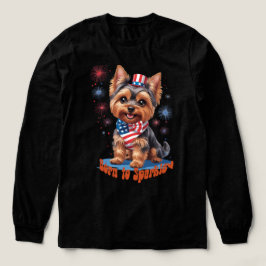 Camiseta Triblenda Nacido en Sparkle - Cute Yorkie 4 de Julio Patriot