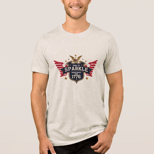 Camiseta Triblenda Nacido en Sparkle - Tee Escudo Patriótico | Orgull (Anverso)