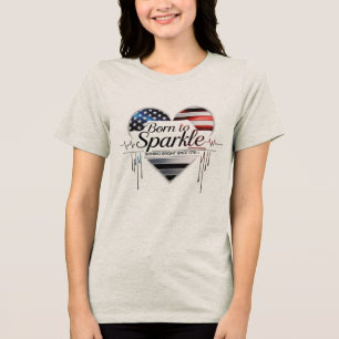 Camiseta Triblenda Nacido en Sparkle - USA Heart Tee for Women