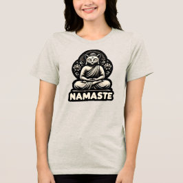 Camiseta Triblenda Namaste Gato de Yoga en una pose de Buda