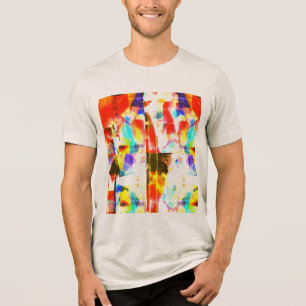 Camiseta Triblenda Naranja Amarillo Aqua Púrpura Pintado Blanco