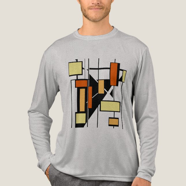 Camiseta Triblenda Naranja Amarillo Formas blancas negras estilo arte (Anverso)