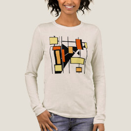 Camiseta Triblenda Naranja Amarillo Formas blancas negras estilo arte