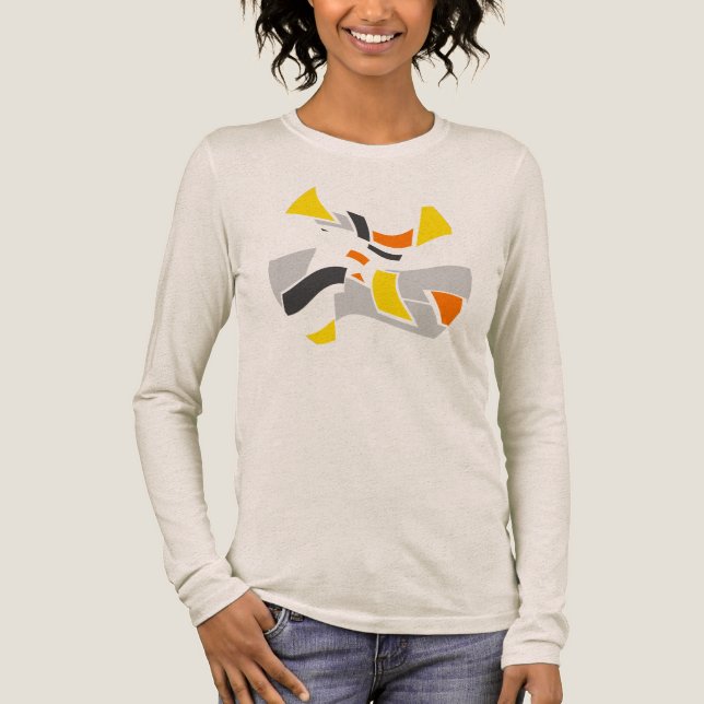 Camiseta Triblenda Naranja Amarillo Gris Formas Geométricas Negro Ova (Anverso)
