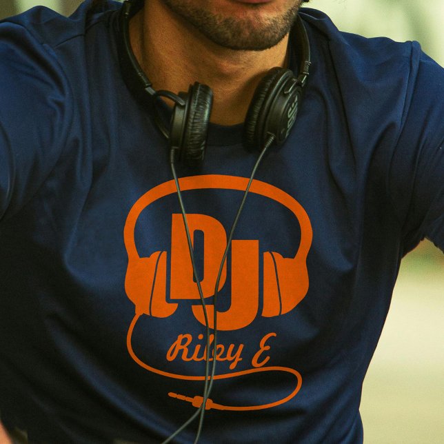 Camiseta Triblenda NARANJA de auriculares con nombre DJ camiseta gráf (Subido por el creador)