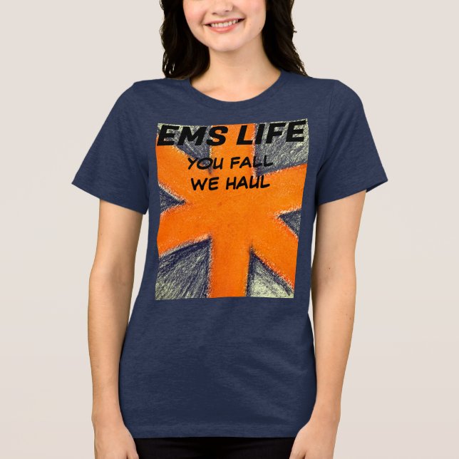 Camiseta Triblenda Naranja de las mujeres EMS vida que caes nosotros (Anverso)