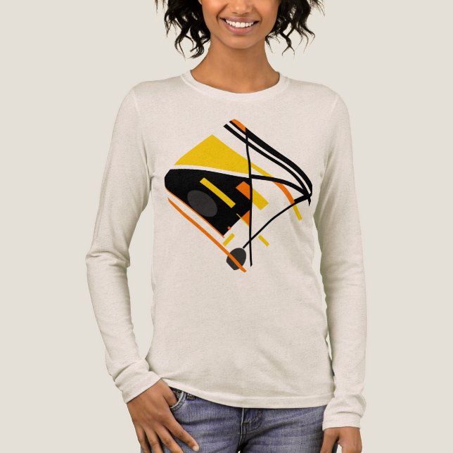 Camiseta Triblenda Naranja de oro Negro Resumen Diseño de Diamantes d (Anverso)