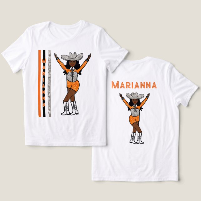 Camiseta Triblenda Naranja de Plata Occidental de la Majorette/Dancer (Diseño Anverso y Reverso)