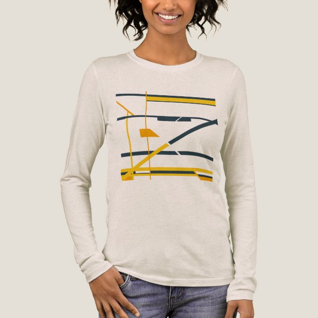 Camiseta Triblenda Naranja Gris dorado Resumen geométrico MCM Aspecto (Anverso)