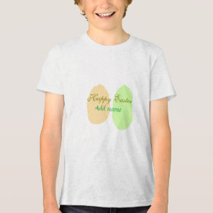 Camiseta Triblenda Naranja huevo verde feliz Pascua añada mensaje de