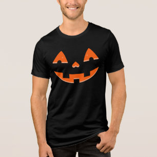 Camiseta Triblenda Naranja Jack-o’-Lantern Ojos y Boca - Halloween