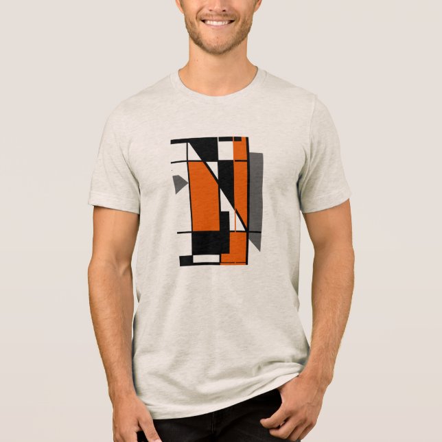 Camiseta Triblenda Naranja negro Gris MCM Aspecto Arte Geométrico Res (Anverso)