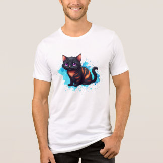 Camiseta Triblenda Naranja negro rayado gato con ojo morado