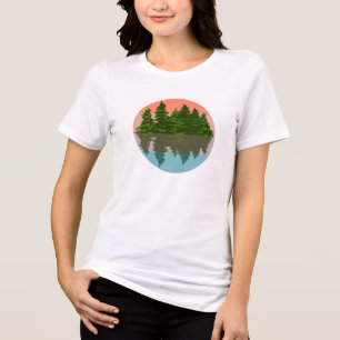 Camiseta Triblenda Naturaleza del atardecer forestal Pinos Árboles