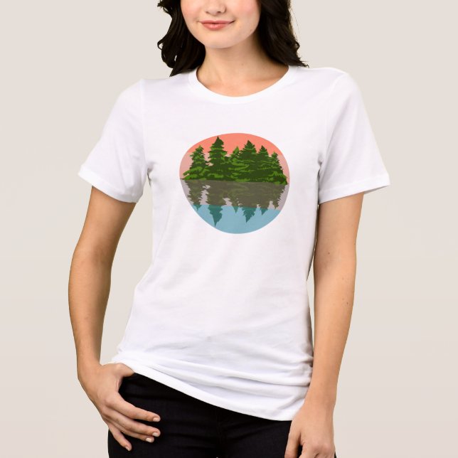 Camiseta Triblenda Naturaleza del atardecer forestal Pinos Árboles (Anverso)