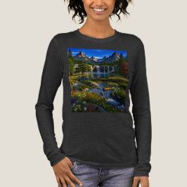 Camiseta Triblenda Naturaleza Montañas Cascadas Lago Estanque Flores
