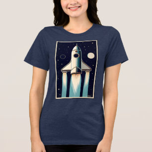 Camiseta Triblenda Nave espacial retro de la era espacial de los 50