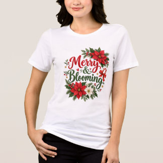 Camiseta Triblenda Navidad Alegre y Floreciente Floral