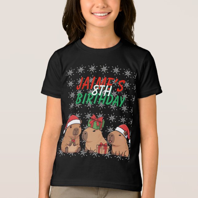 Camiseta Triblenda Navidad Cumpleaños Capybara (Anverso)
