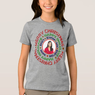Camiseta Triblenda Navidad Familia Papá Mamá Foto Personalizado De Fe