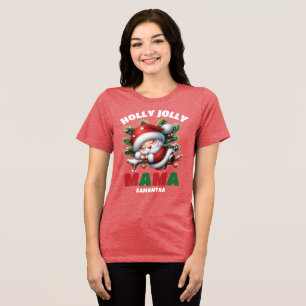 Camiseta Triblenda Navidad personalizada Holly Jolly Mama nombre 