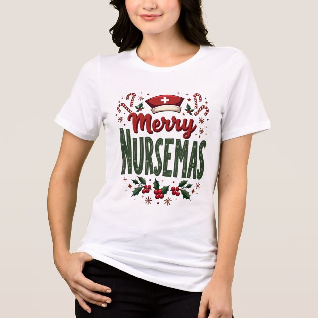 Camiseta Triblenda Navidades acogedores de moras para enfermeras (Anverso)