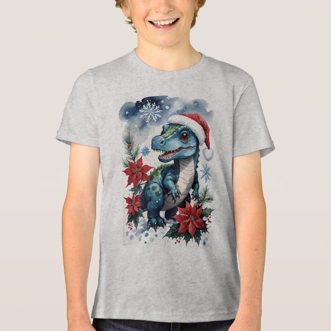 Camiseta Triblenda Navidades Adorables Santa T-Rex Santa (Anverso)