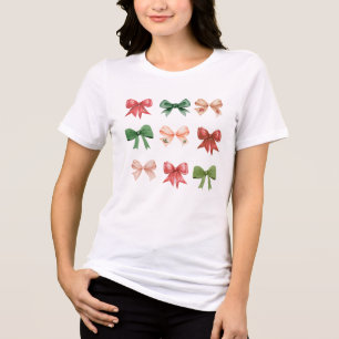Camiseta Triblenda Navidades Bows - coqueta verde rojo