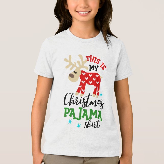 Camiseta Triblenda Navidades Camisas de Pajama celebran fiesta de ren (Anverso)