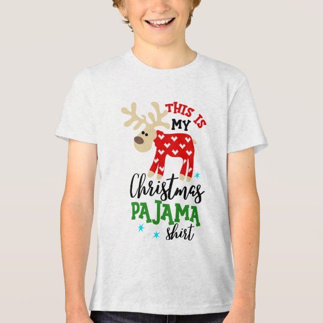 Camiseta Triblenda Navidades Camisas de Pajama celebran fiesta de ren (Anverso)